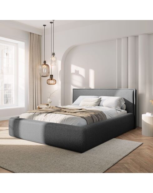 Lit avec coffre de rangement Tena gris foncé - 230x165x100 cm