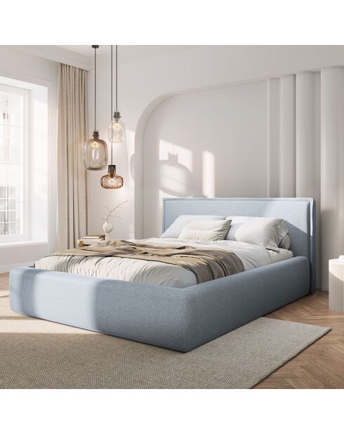 Lit avec coffre de rangement Tena bleu clair - 230x165x100 cm
