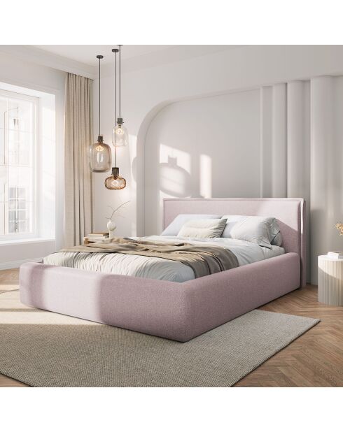 Lit avec coffre de rangement Tena rose - 230x165x100 cm
