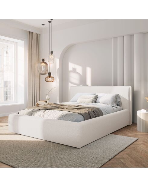 Lit avec coffre de rangement Tena blanc - 230x165x100 cm