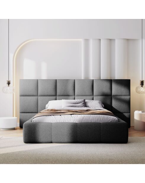 Lit avec coffre de rangement Isa gris foncé - 230x205x125 cm
