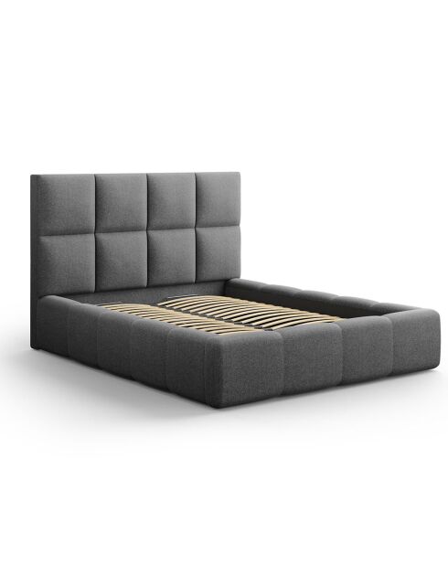 Lit avec coffre de rangement Isa gris foncé - 230x205x125 cm