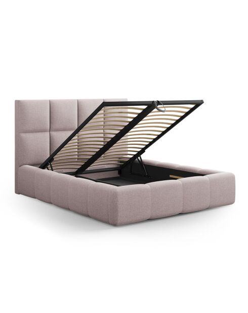 Lit avec coffre de rangement Isa rose - 230x205x125 cm