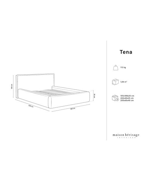 Lit avec coffre de rangement Tena gris foncé - 230x185x100 cm