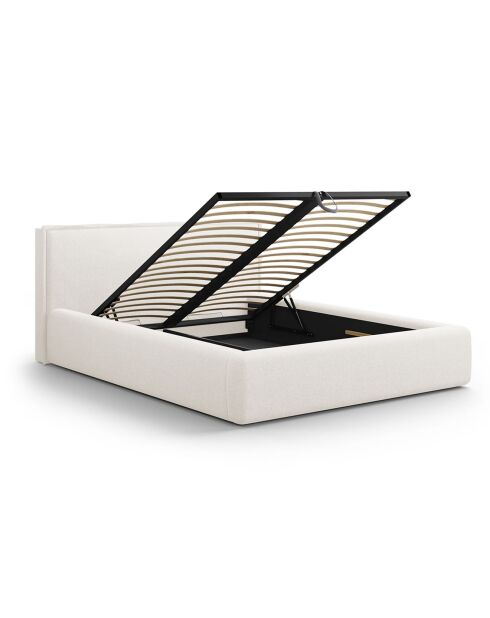 Lit avec coffre de rangement Tena blanc - 230x185x100 cm