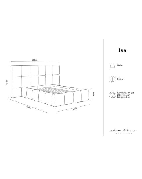 Lit avec coffre de rangement Isa bleu clair - 230x250x125 cm