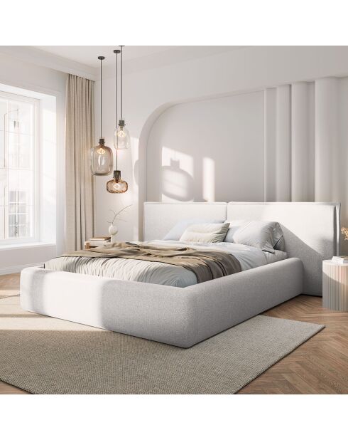 Lit avec coffre de rangement Tena gris clair froid - 230x200x100 cm