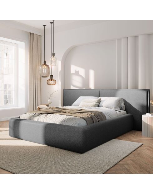 Lit avec coffre de rangement Tena gris foncé - 230x200x100 cm