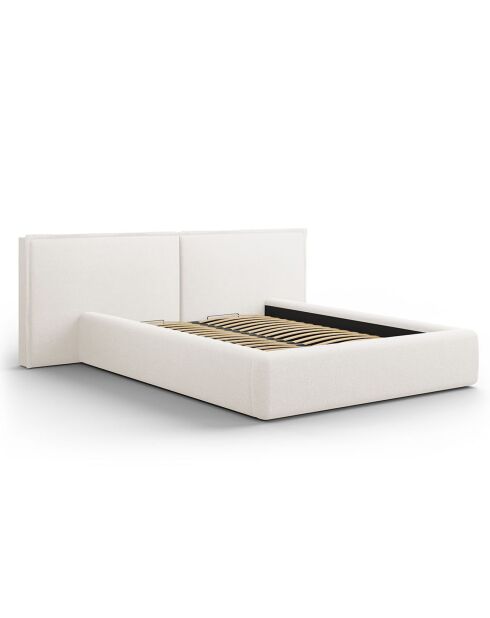Lit avec coffre de rangement Tena blanc - 230x200x100 cm