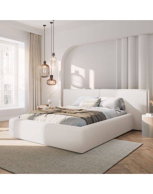 Lit avec coffre de rangement Tena blanc - 230x200x100 cm