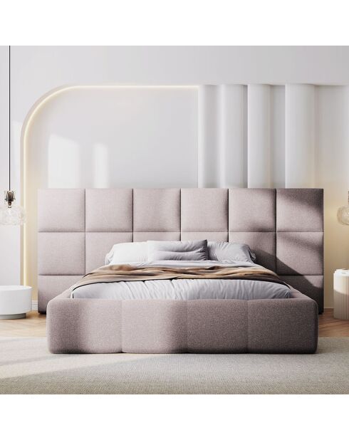 Lit avec coffre de rangement Isa rose - 230x300x125 cm