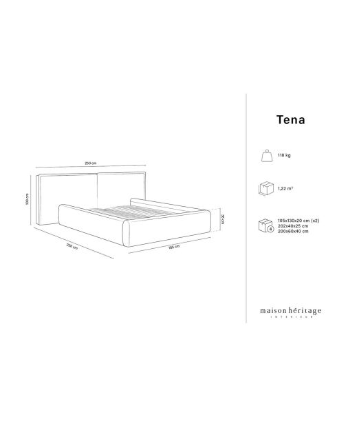 Lit avec coffre de rangement Tena gris clair froid - 230x250x100 cm