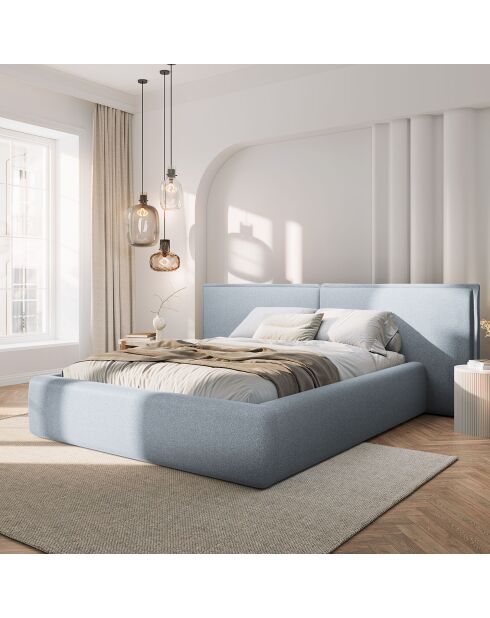 Lit avec coffre de rangement Tena bleu clair - 230x250x100 cm