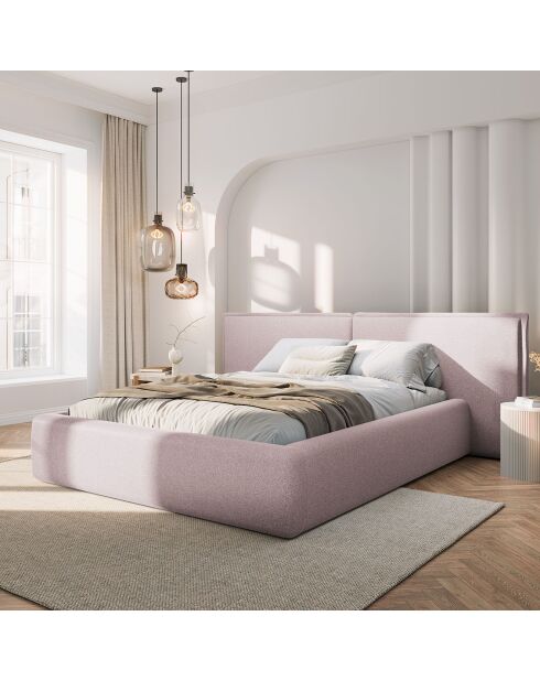 Lit avec coffre de rangement Tena rose - 230x250x100 cm