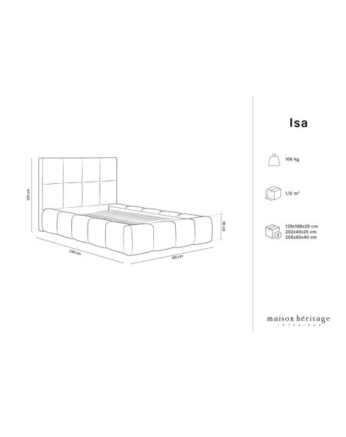 Lit avec coffre de rangement Isa gris clair froid - 230x165x125 cm