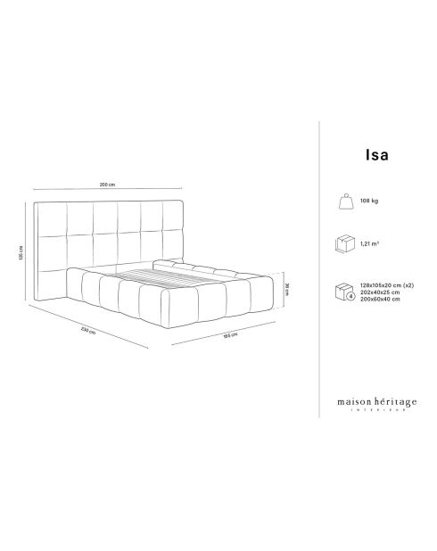 Lit avec coffre de rangement Isa rose - 230x200x125 cm