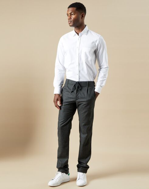Pantaloni Tanker Army/blu scuro 100% lana pied de poule