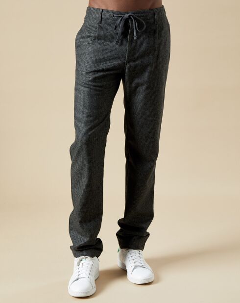 Pantaloni Tanker Army/blu scuro 100% lana pied de poule