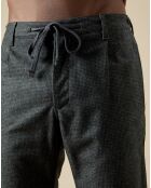 Pantalon 100% Laine Tanker army/navy houndstooth