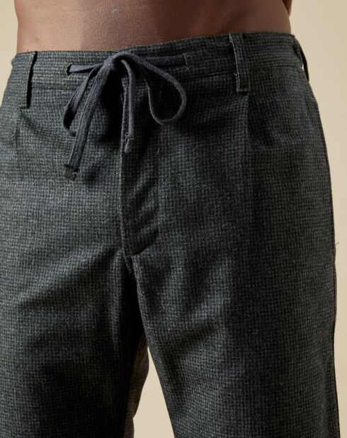 Pantaloni Tanker Army/blu scuro 100% lana pied de poule