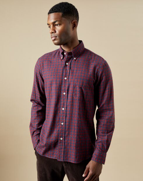 Chemise en Flanelle regular Pitt à carreaux rouge/indigo