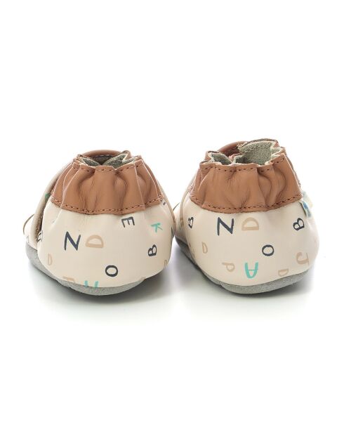 Chaussons en Cuir Myriam marron/beige