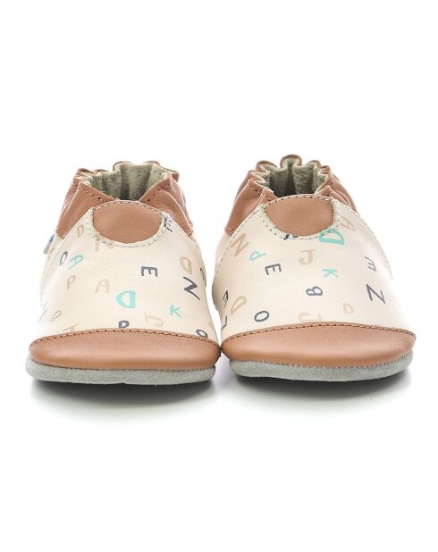 Chaussons en Cuir Myriam marron/beige