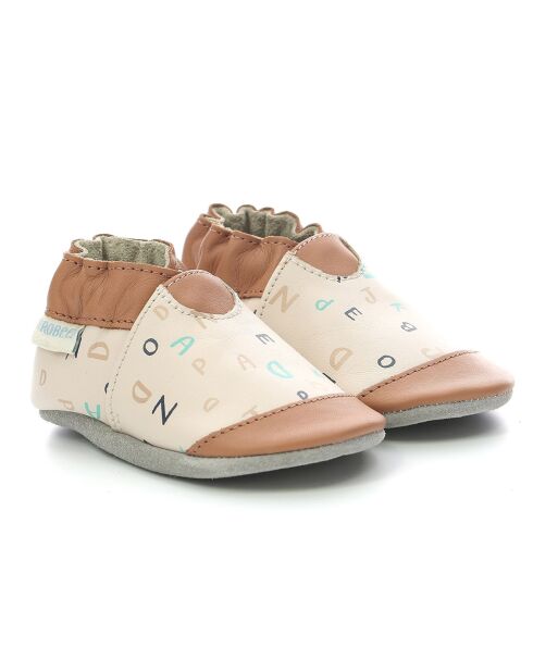 Chaussons en Cuir Myriam marron/beige