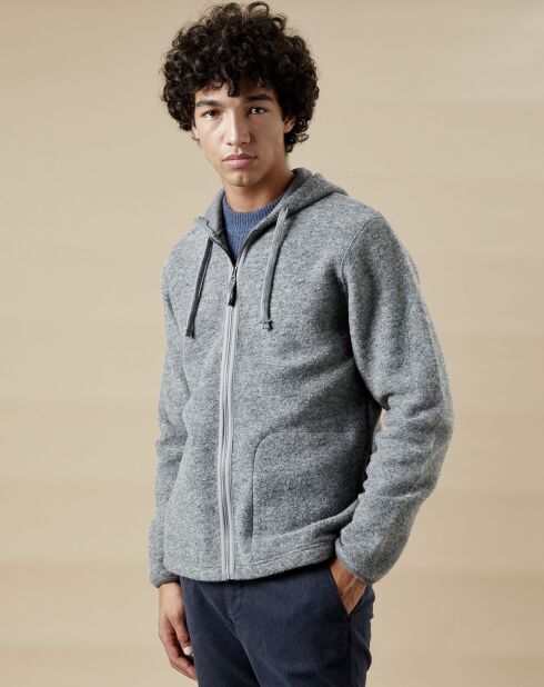 Blouson à capuche en Laine mélangée heather gris