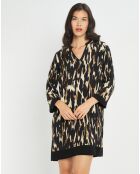 Robe Leoni imprimée fauve noir/beige