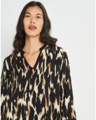 Robe Leoni imprimée fauve noir/beige