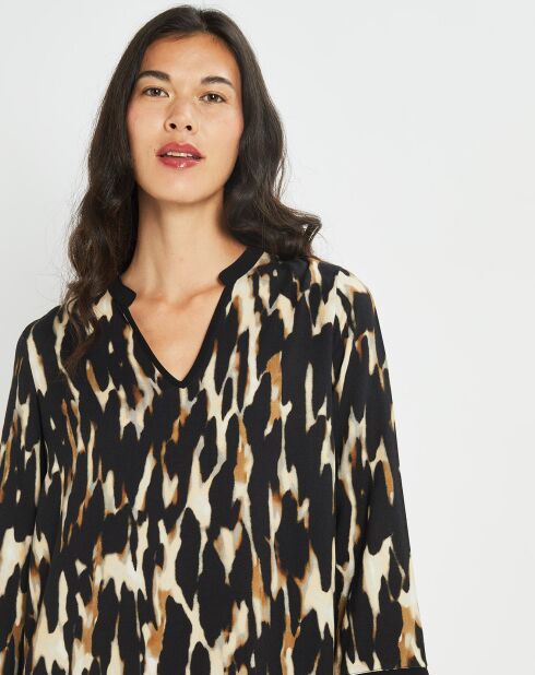 Robe Leoni imprimée fauve noir/beige