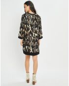 Robe Leoni imprimée fauve noir/beige