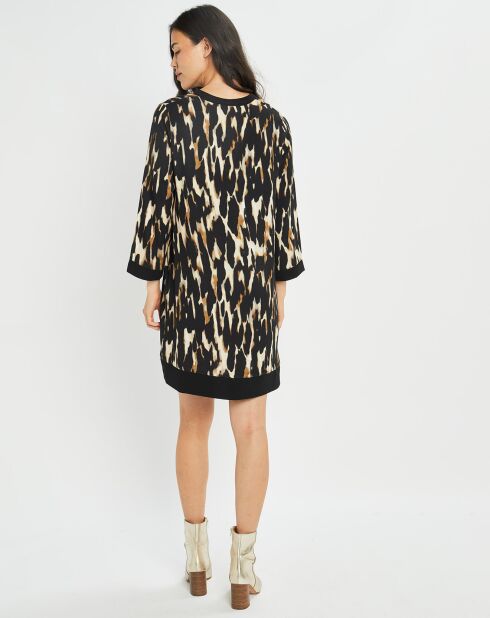 Robe Leoni imprimée fauve noir/beige