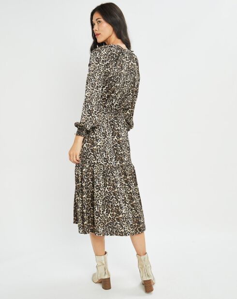 Robe fluide Store imprimée wild beige/noir