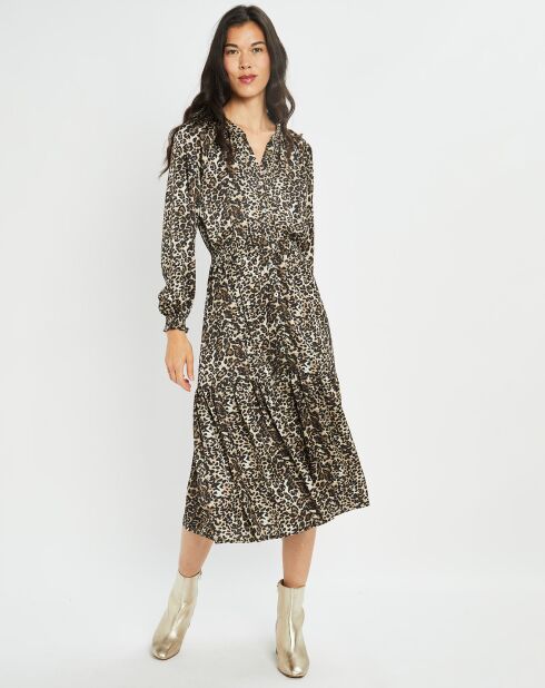 Robe fluide Store imprimée wild beige/noir