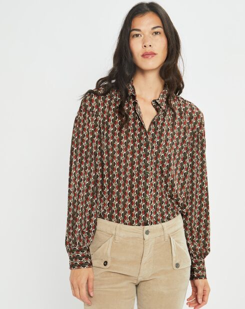 Chemise fluide Store imprimée forest kaki/marron