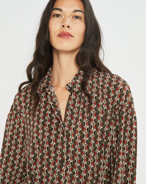Chemise fluide Store imprimée forest kaki/marron