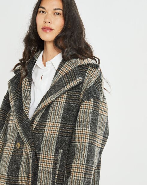 Manteau en Laine mélangée Store carreaux gris