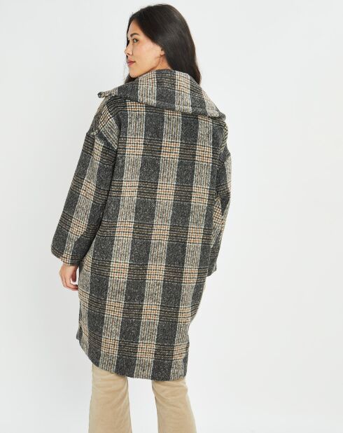 Manteau en Laine mélangée Store carreaux gris