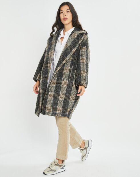 Manteau en Laine mélangée Store carreaux gris