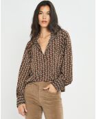 Blouse fluide Store imprimée forest kaki/marron