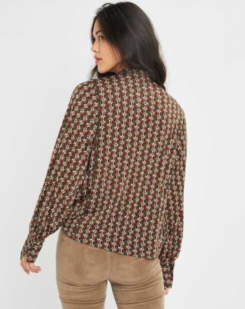 Blouse fluide Store imprimée forest kaki/marron