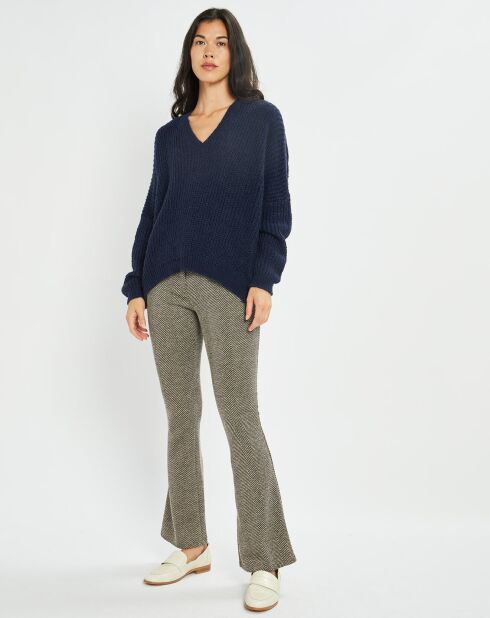 Pantalon fin Cloé chevrons sable