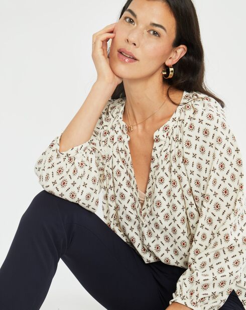 Blouse satinée Store imprimée luciole écrue