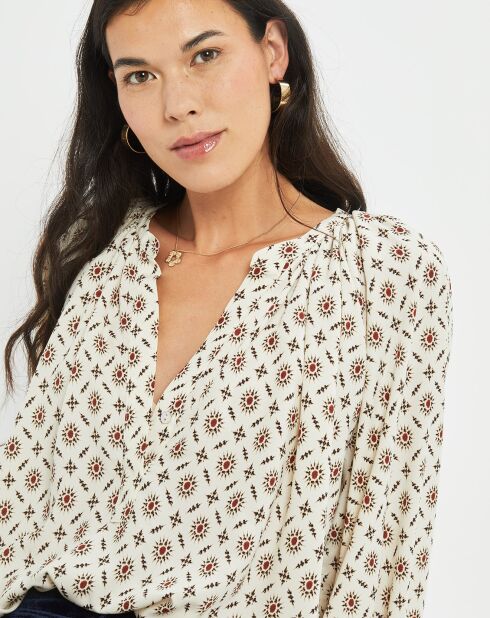 Blouse satinée Store imprimée luciole écrue