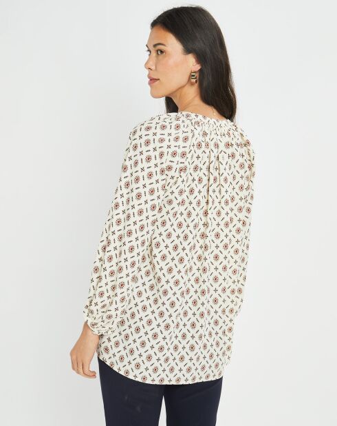 Blouse satinée Store imprimée luciole écrue