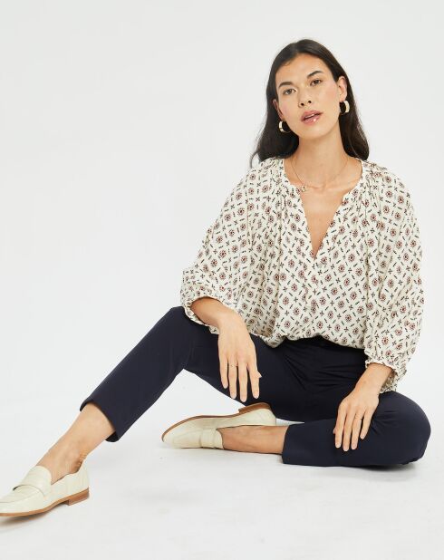 Blouse satinée Store imprimée luciole écrue