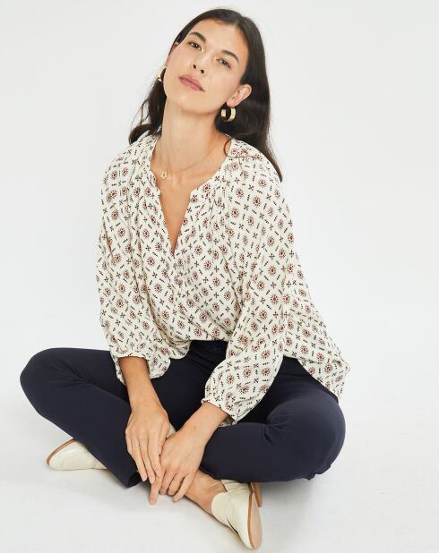 Blouse satinée Store imprimée luciole écrue