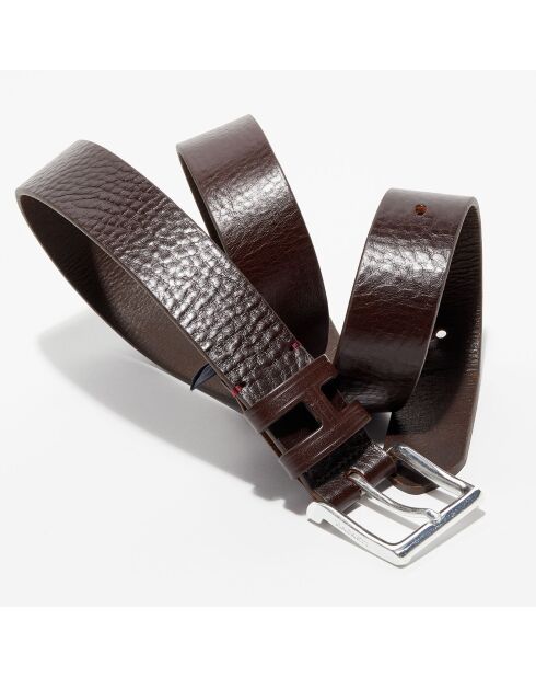 Ceinture en Cuir Boucle H marron